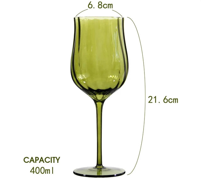 4/2/1 piezas Copa de vino tinto creativa medieval francesa, copa de cóctel margarita soplada a mano, vaso con bordes densos, diseño de flor vintage en floración
