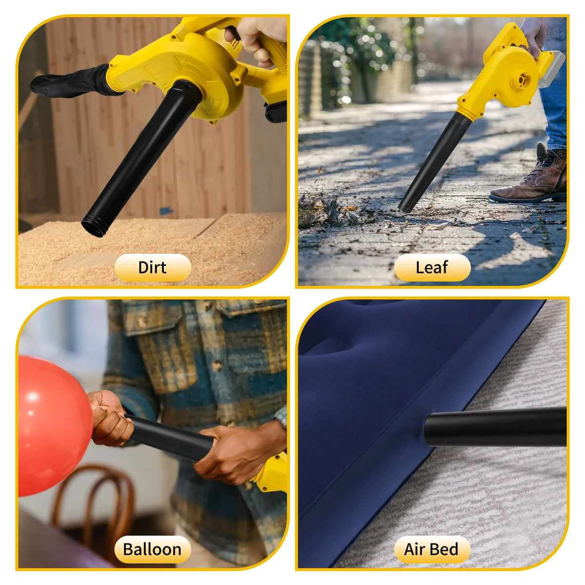 Cordless Leaf Blower Electric Jobsite Air Blower 2-in-1 Handle Electric Blower and Vacuum Cleaner for Dewalt 20V Battery Pin