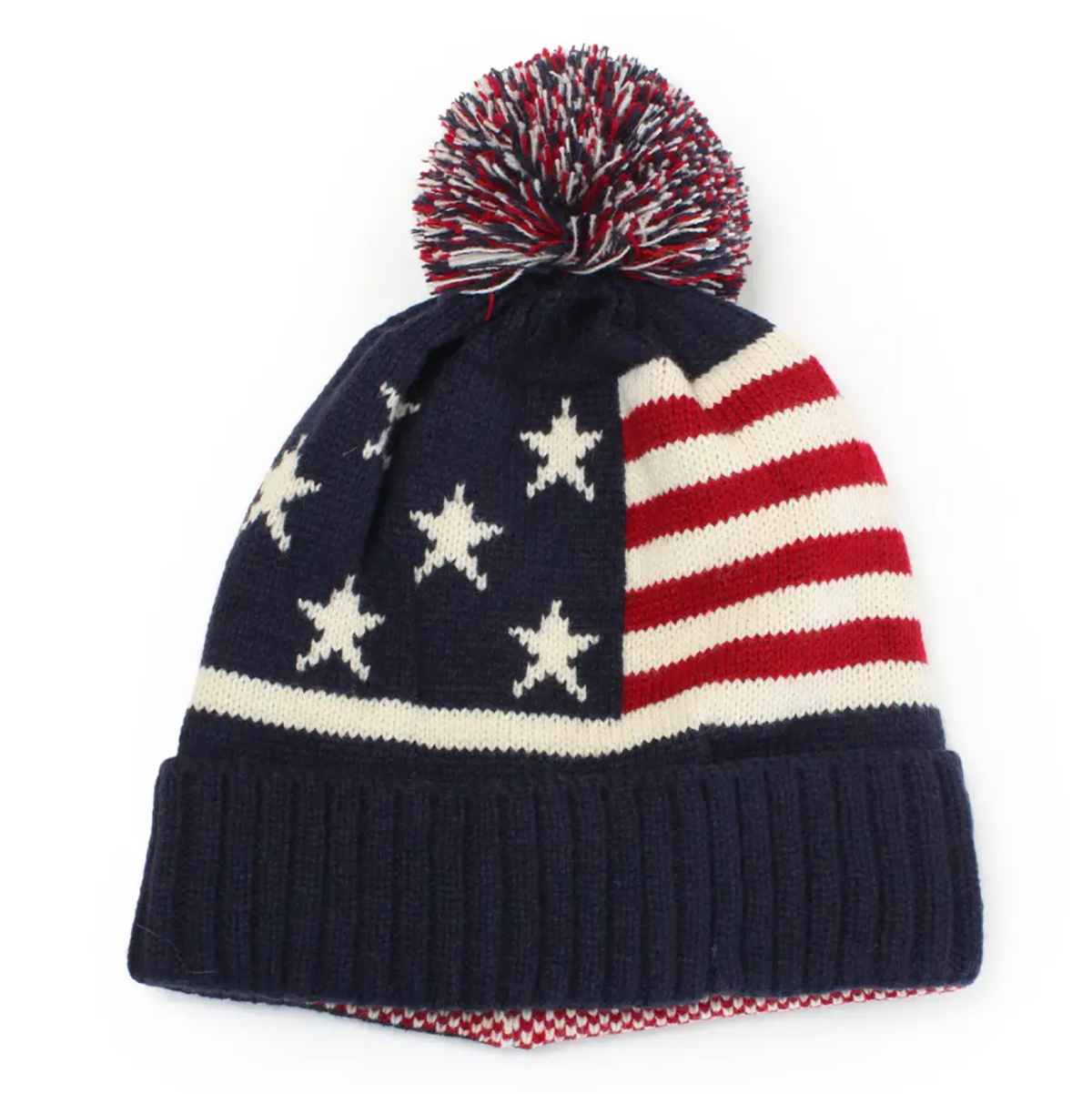 Gorro de punto con pompón de la bandera estadounidense