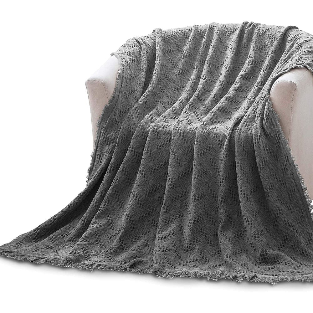 Manta ligera de algodón Kasentex - Manta decorativa suave para sofá o cama