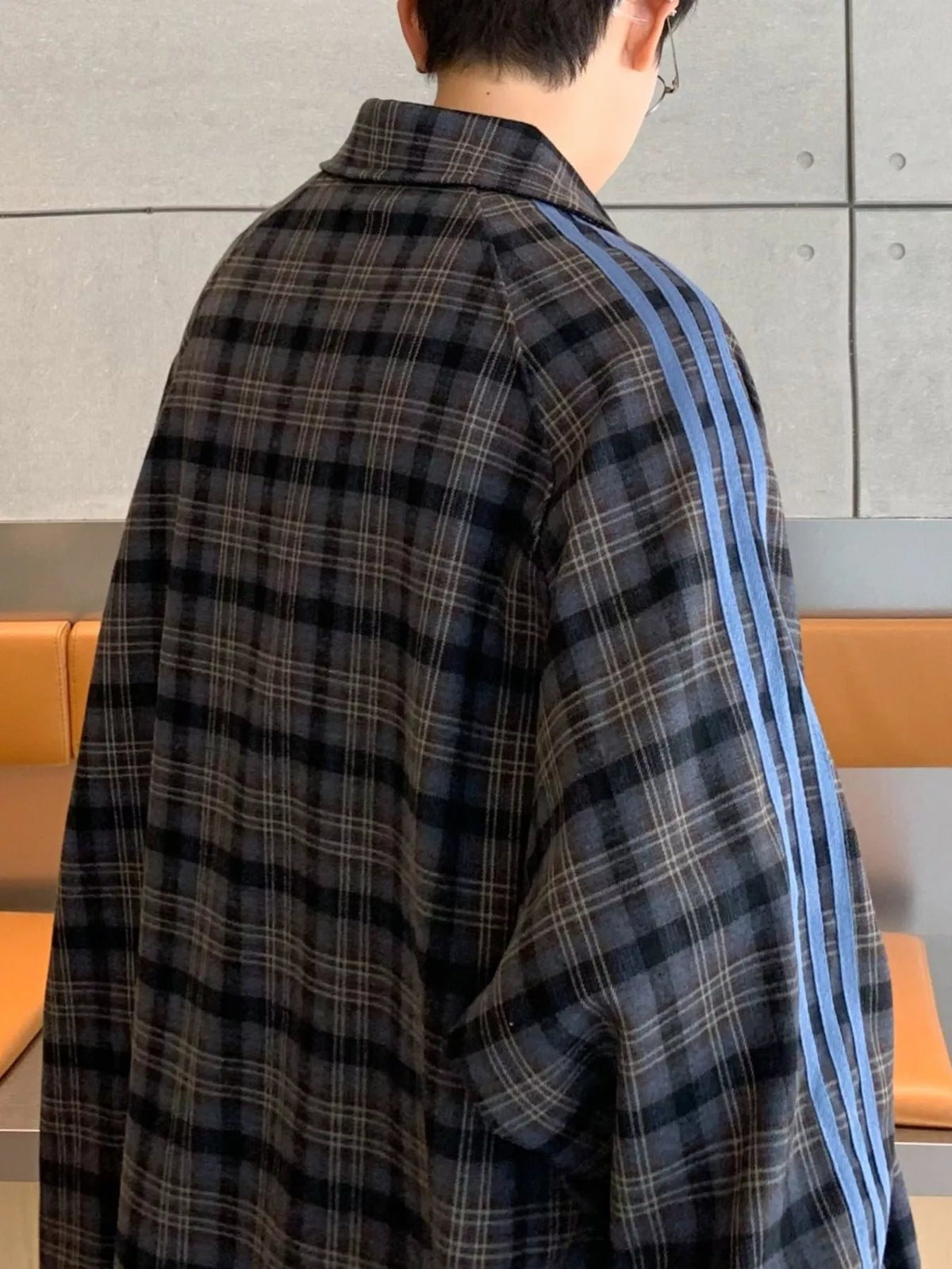 Camisa informal a cuadros de manga larga de tallas grandes para hombre