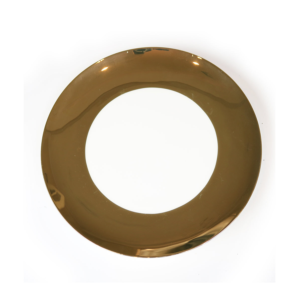 Plato llano brillante con borde dorado ancho - Juego de 4