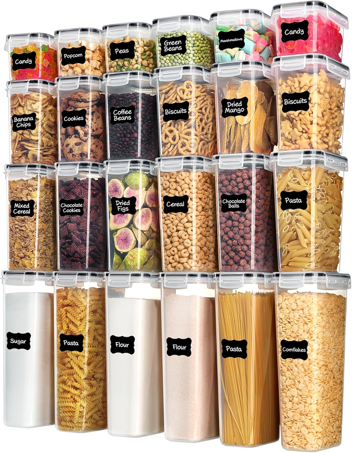 Recipientes herméticos para almacenamiento de alimentos – Juego de 24 piezas sin BPA
