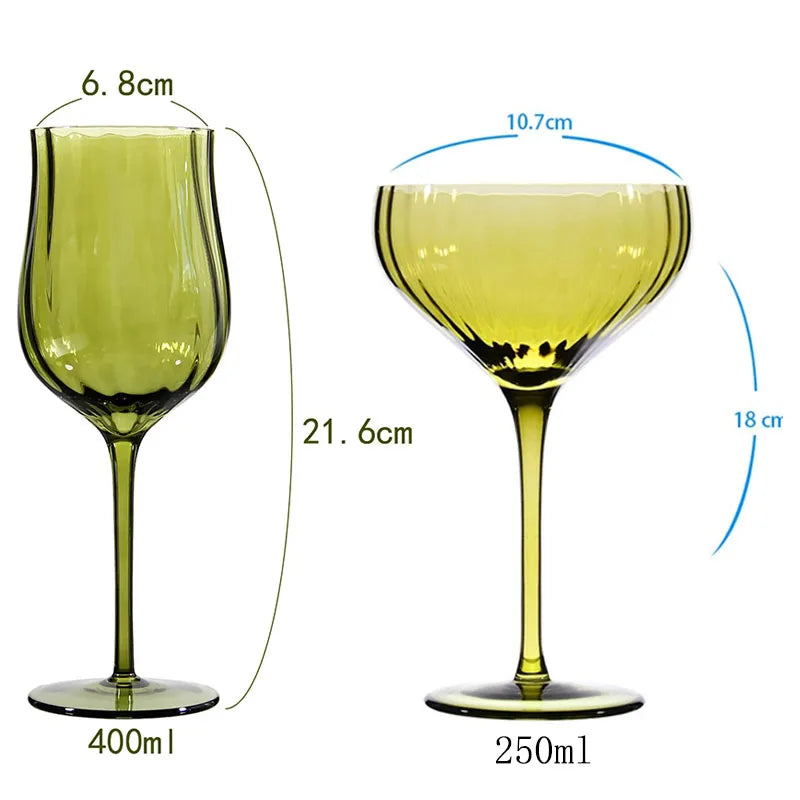 4/2/1 piezas Copa de vino tinto creativa medieval francesa, copa de cóctel margarita soplada a mano, vaso con bordes densos, diseño de flor vintage en floración