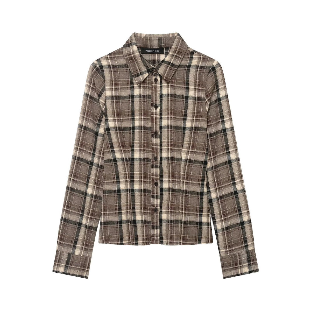Camisa de cuadros entallada para mujer