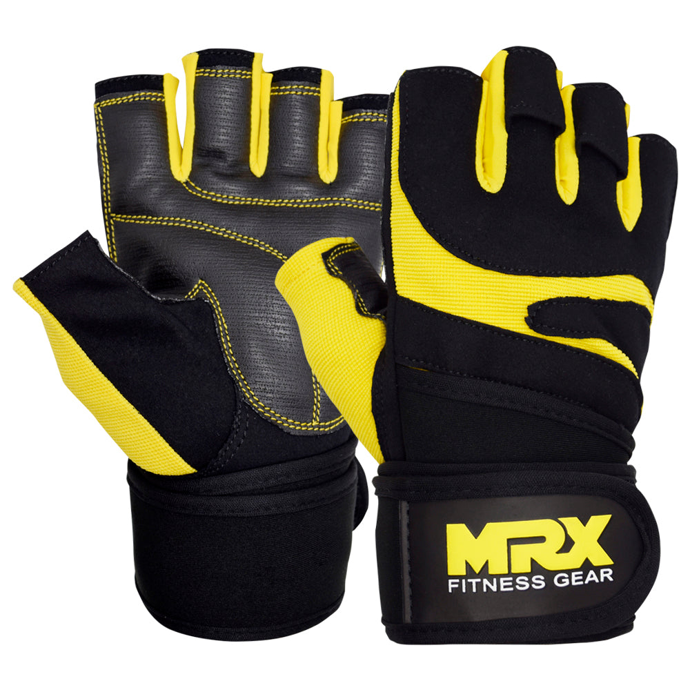 Guantes de levantamiento de pesas MRX para entrenamiento en gimnasio, culturismo y soporte de muñeca