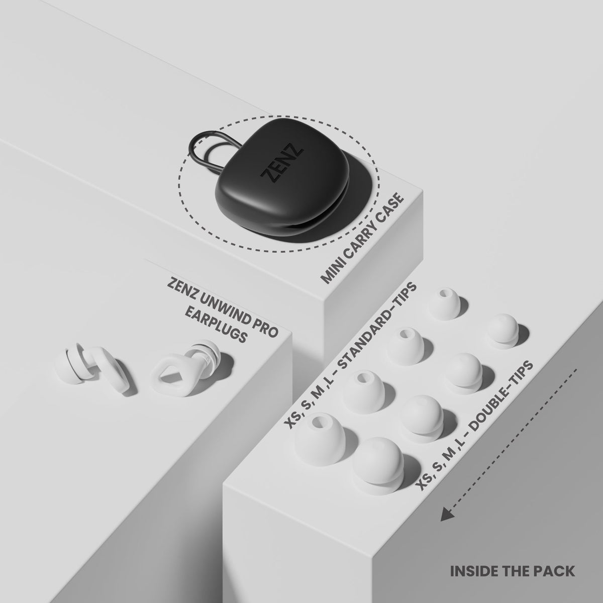 ZENZ - Tapones para los oídos Unwind Pro - Blanco Glaciar