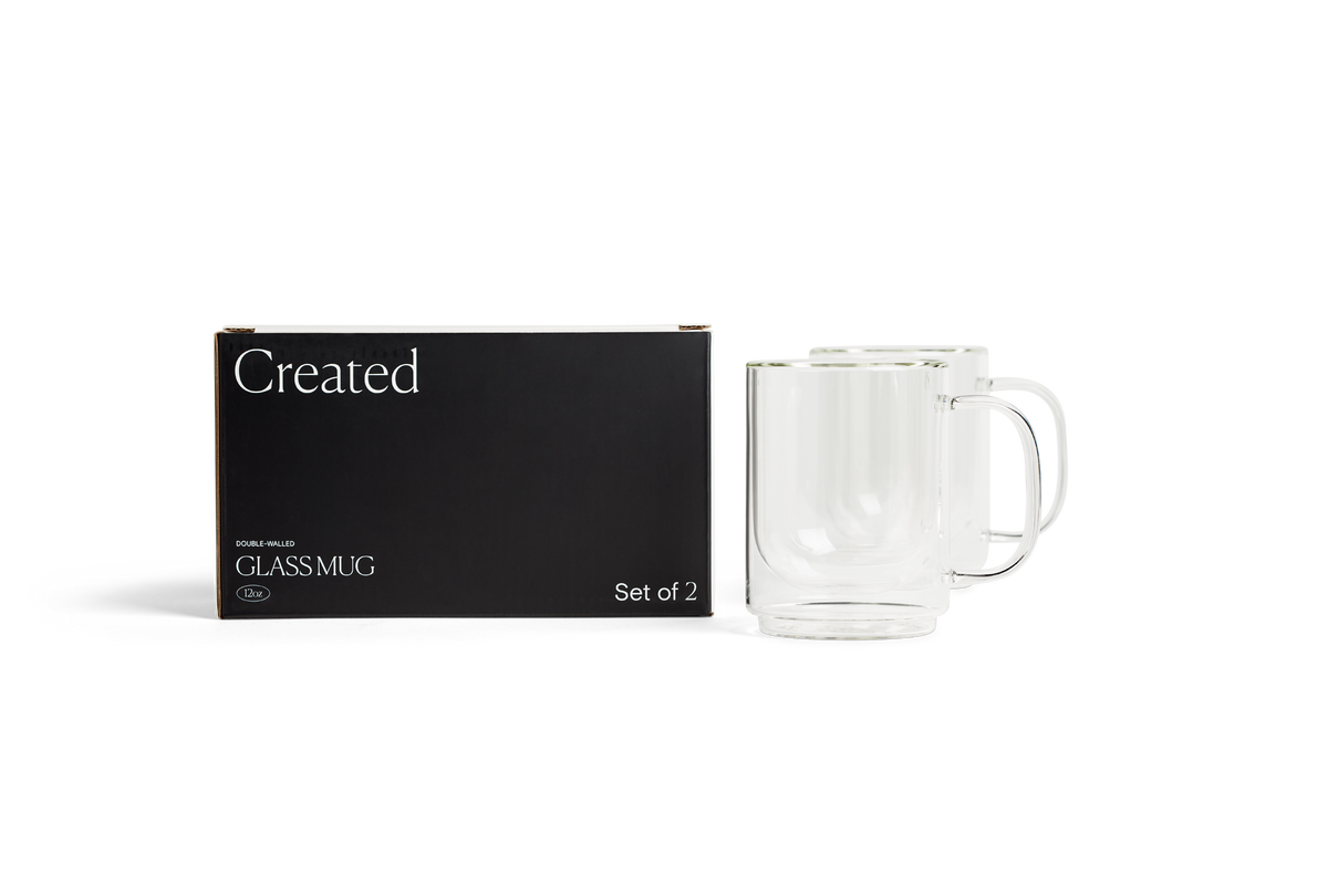 Taza de vidrio Cove de 12 oz - Juego de 2 - Transparente