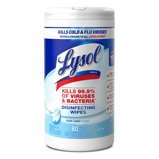 Toallitas desinfectantes Lysol, toallitas antibacterianas para múltiples superficies, aroma Lino fresco – 80 unidades