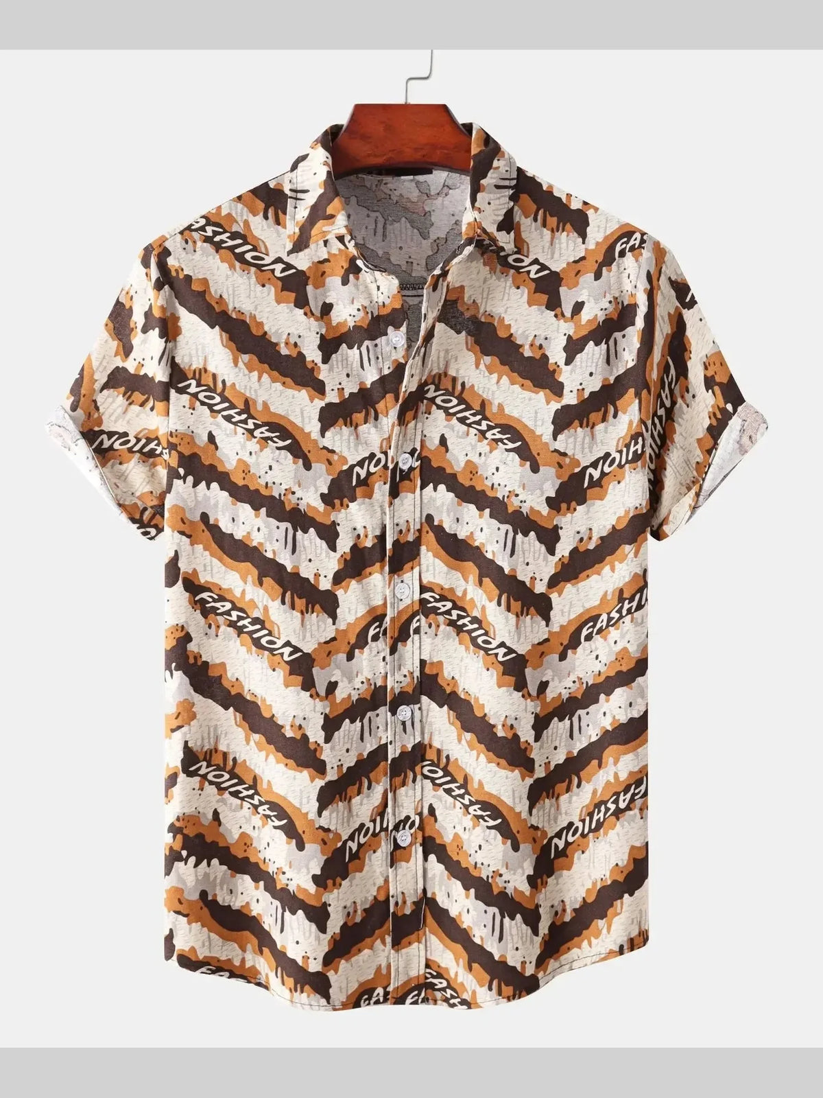 Camisa de hombre extragrande estampada con botones