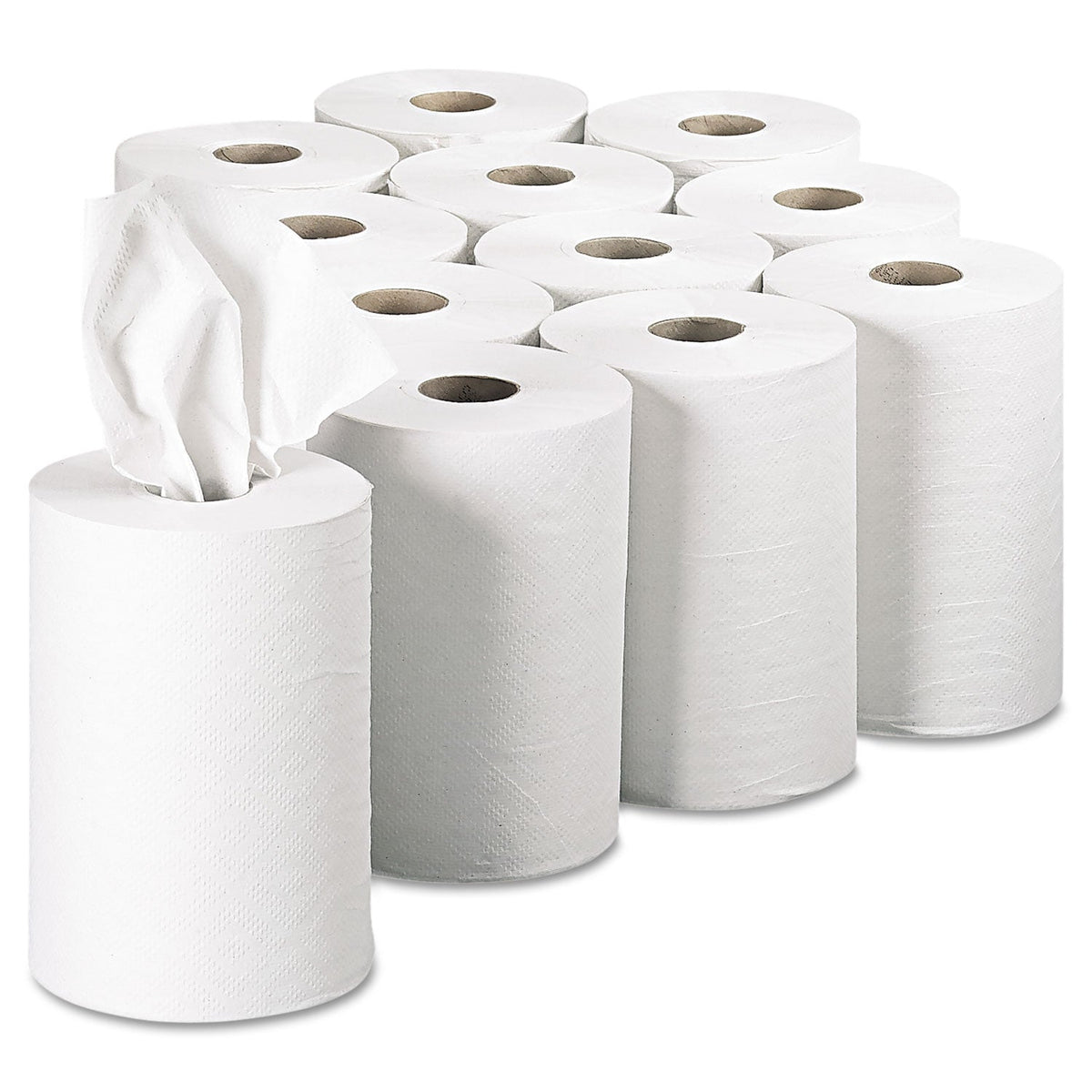 Toallas de papel Georgia Pacific Pacific Blue Basic sin perforar, 7.88" x 350 pies, blancas, 12 rollos/caja