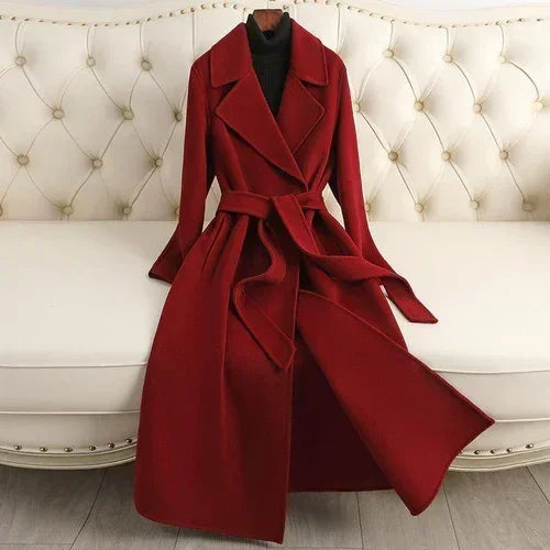 معطف صوف كوري نسائي لموسمي الخريف والشتاء بلمسة أنيقة -