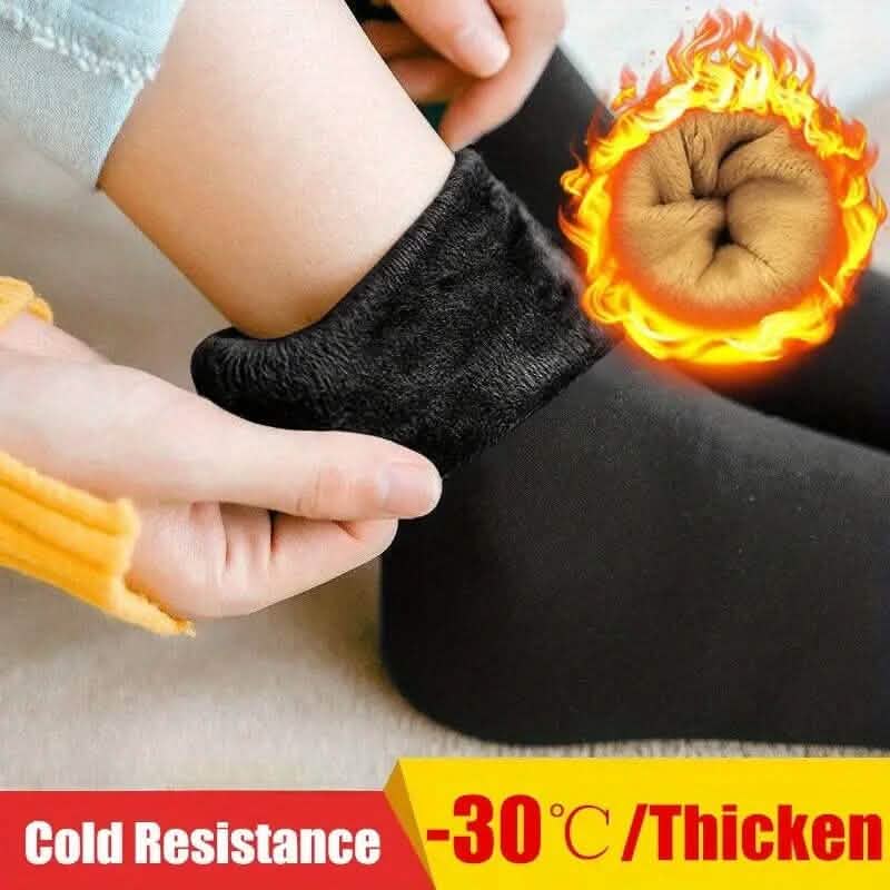4 pares: calcetines térmicos de felpa ultrasuaves con forro interior - Calcetines cómodos de media caña - Negro