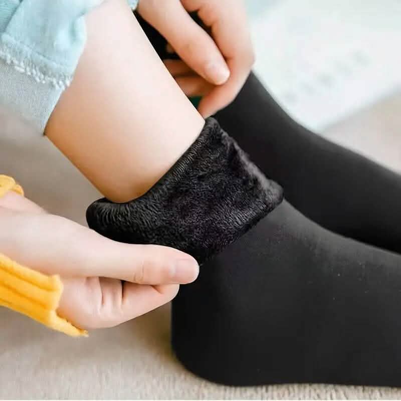 4 pares: calcetines térmicos de felpa ultrasuaves con forro interior - Calcetines cómodos de media caña - Negro