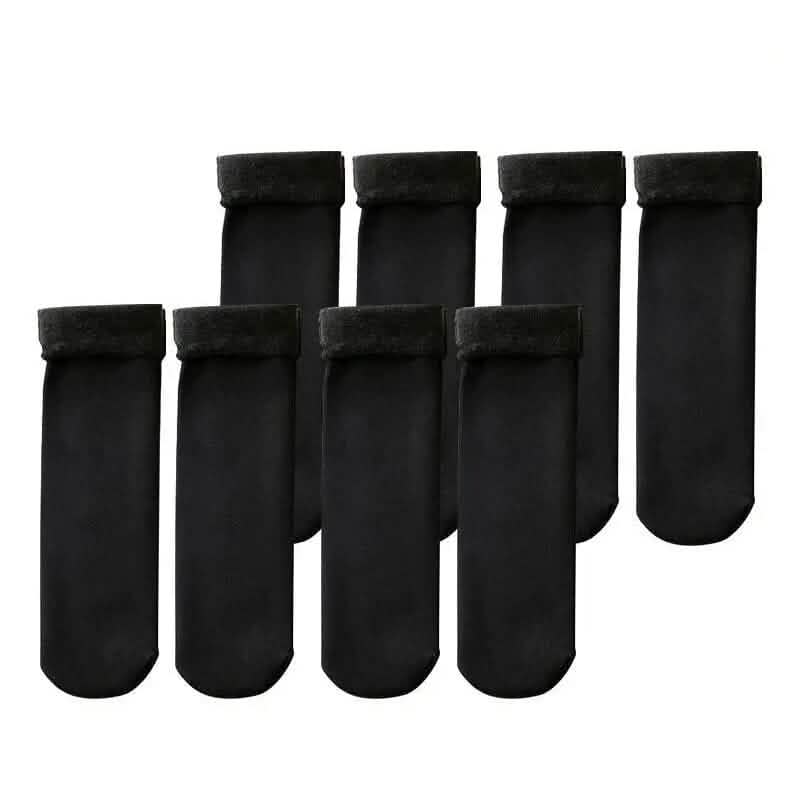 4 pares: calcetines térmicos de felpa ultrasuaves con forro interior - Calcetines cómodos de media caña - Negro