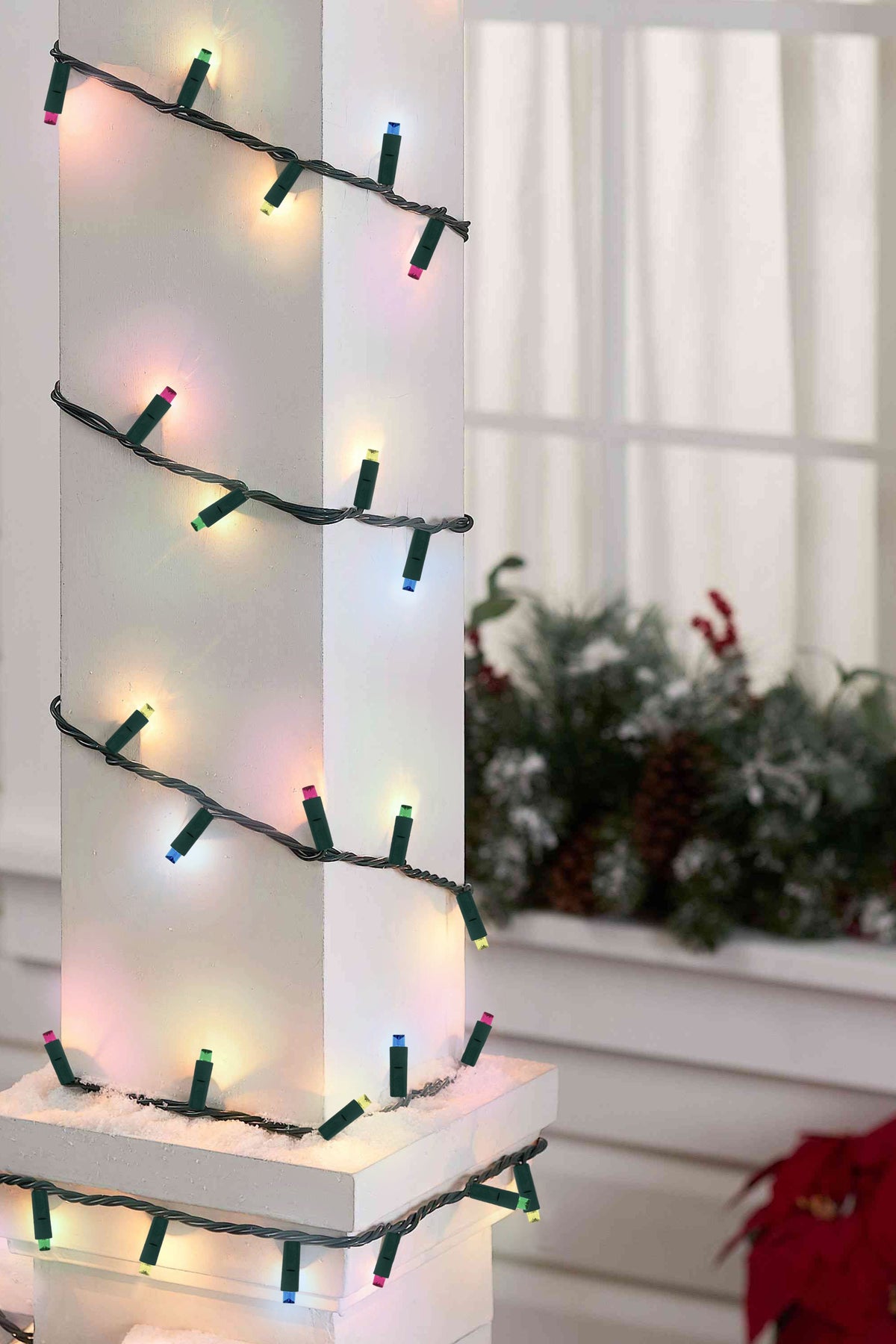 70 luces LED de Navidad de 5 mm, gran angular, para interiores/exteriores, con cable verde, multicolor