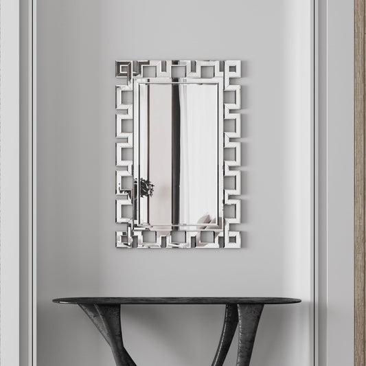 Espejo de pared rectangular grande decorativo plateado para el hogar, sala de estar, dormitorio, recibidor (espejo HD claro)