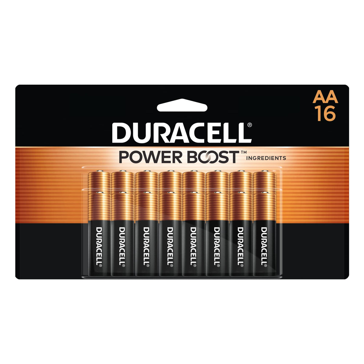 Pilas AA Duracell Coppertop con Power Boost, paquete de 16