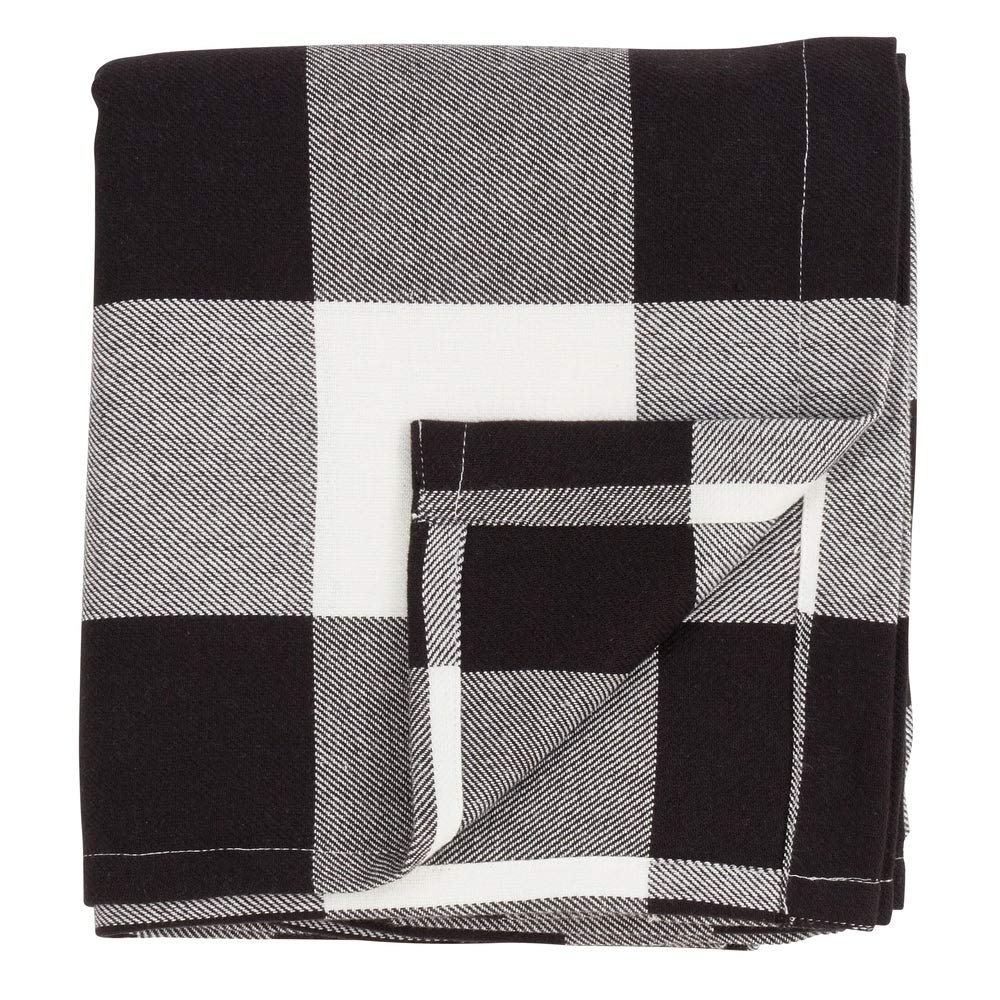 Buffalo Plaid Home Décor 100% Pure Cotton Rod Pocket Window Curtain Single 1 Panel for Bedroom, Living Room, Patio Door Backing Sliding Glass Door Drape, 54 Inches W x 84 Inches L, White-Black