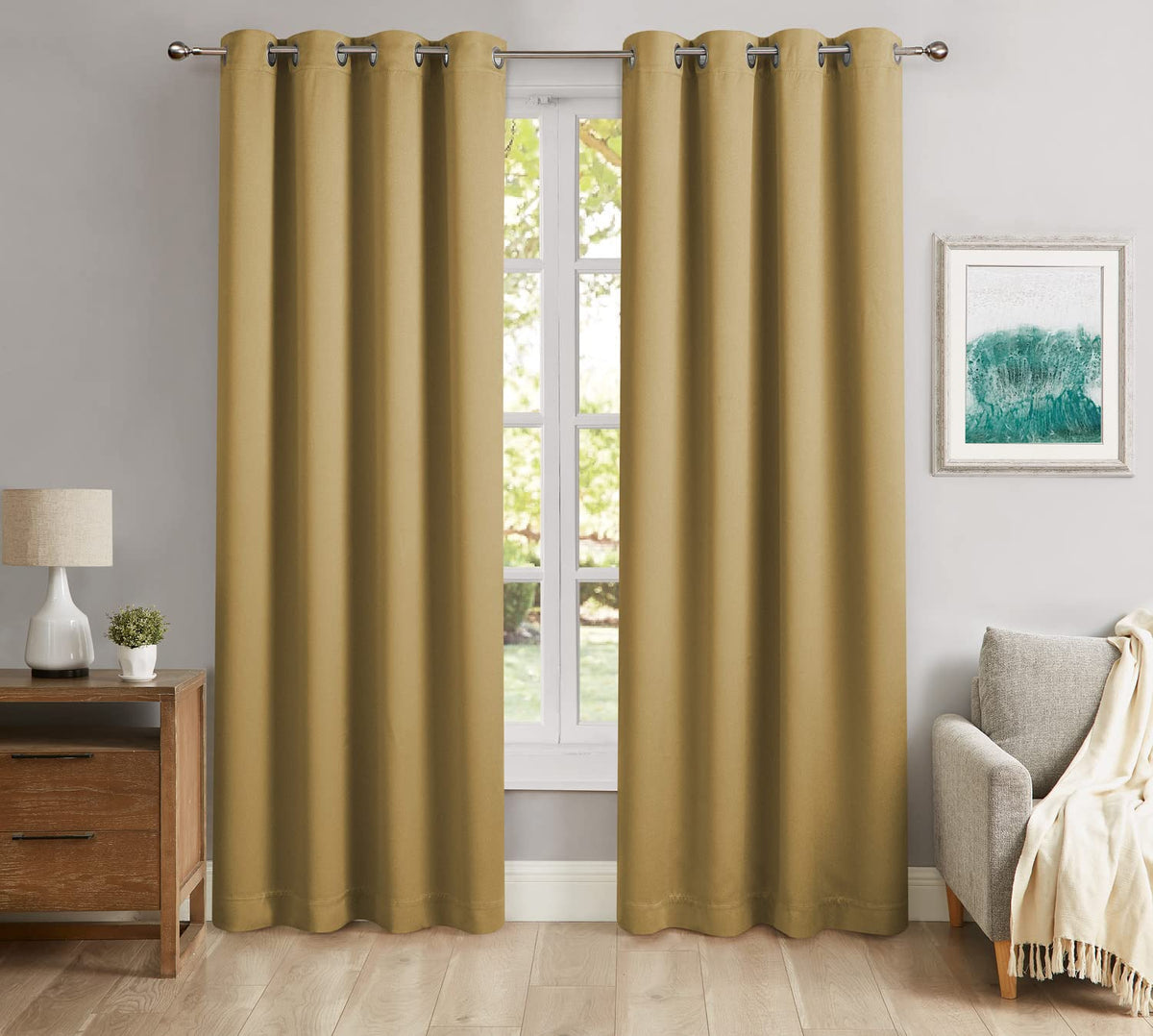 Juego de 2 cortinas opacas con ojales Fennco Styles para dormitorio, sala de estar, patio y puertas corredizas de vidrio