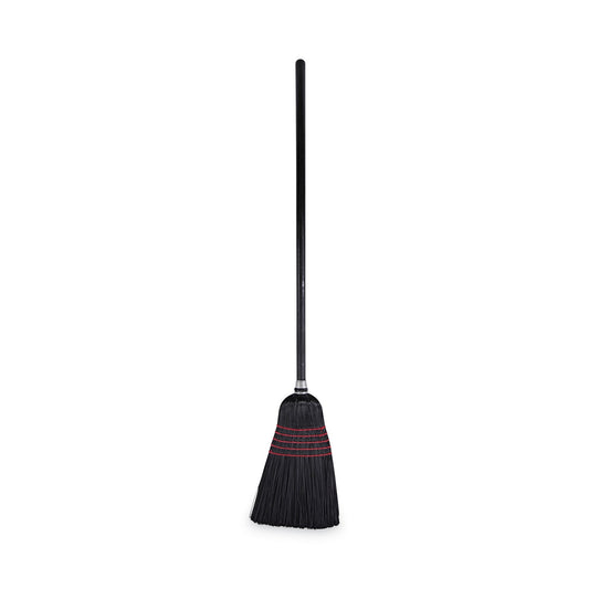 Boardwalk Flagged Tip Poly Bristle Janitor Brooms, 10 x 58.5, Wood Handle, Natural/Black, 12/Carton