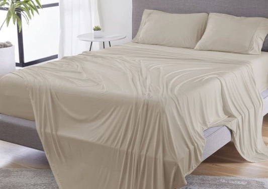 Juego de sábanas BedGear Dri-Tec, beige, tamaño King con cabecera dividida