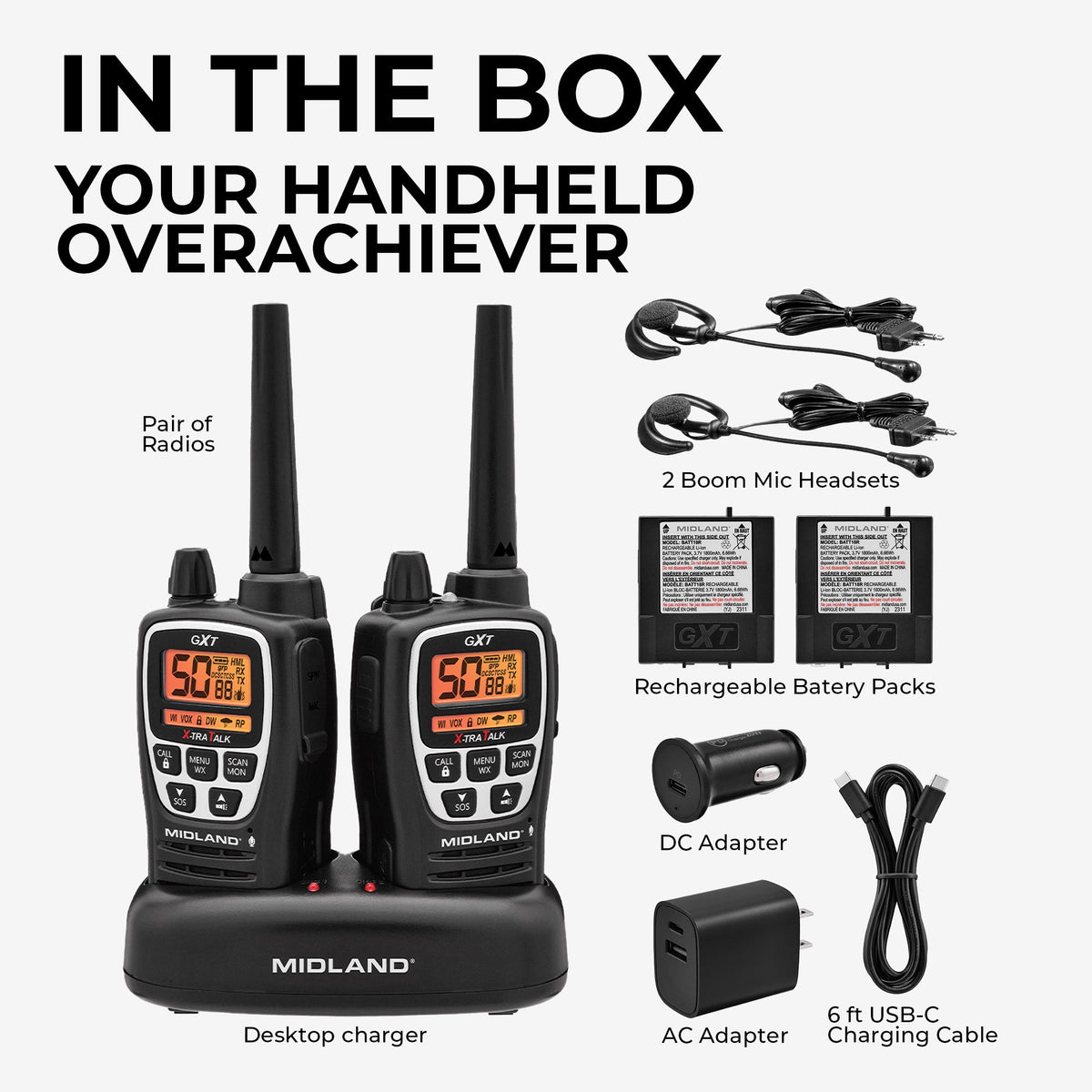 جهاز لاسلكي GXT3000 GMRS، حزمة مزدوجة - GXT3000VP4