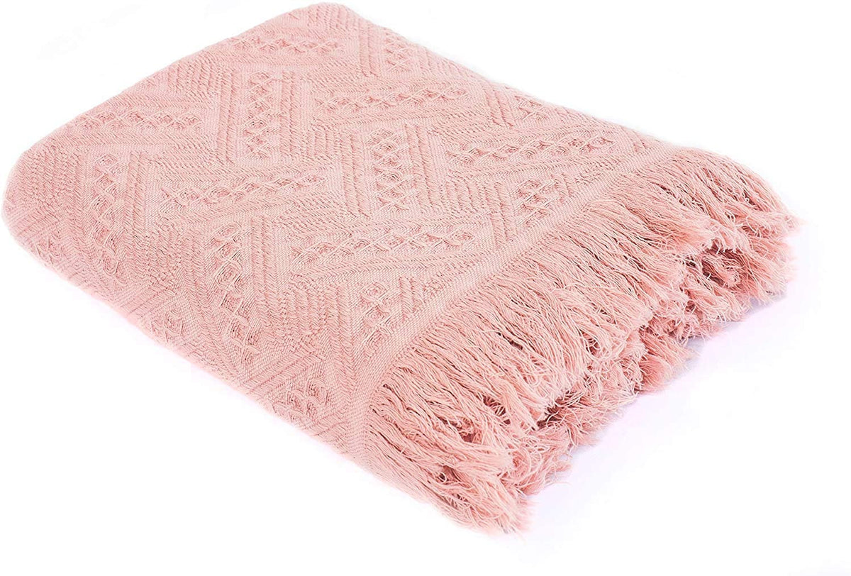 Manta ligera de algodón Kasentex - Manta decorativa suave para sofá o cama