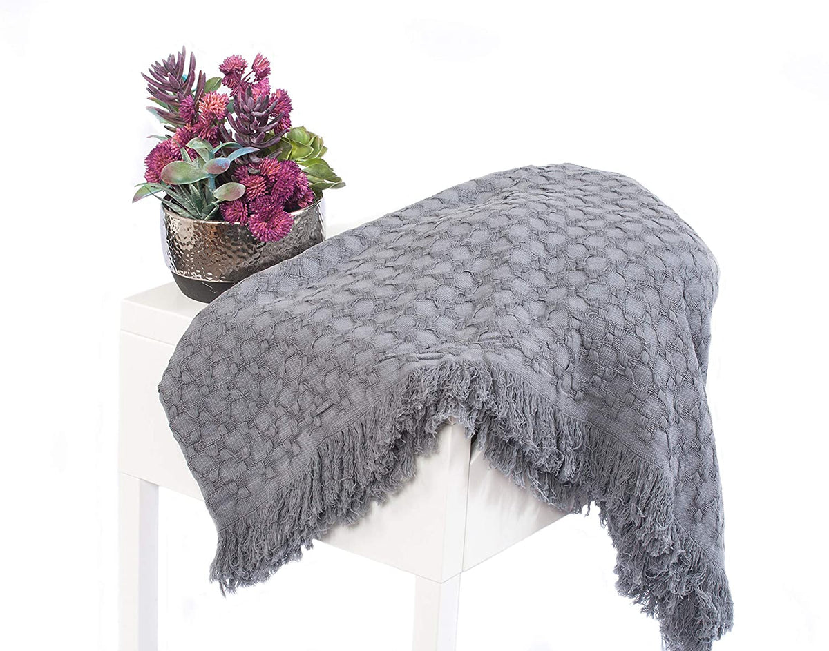 Manta ligera de algodón Kasentex - Manta decorativa suave para sofá o cama