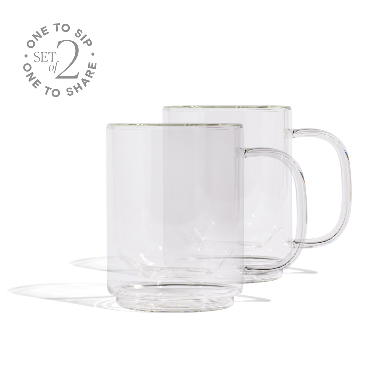 Taza de vidrio Cove de 12 oz - Juego de 2 - Transparente