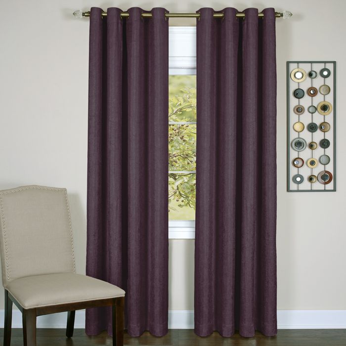 Panel de cortina opaca con ojales Taylor, bloqueo de luz al 98%, 50 pulgadas de ancho, tela de poliéster lavable a máquina - Textiles y decoración - Berenjena - 50x84