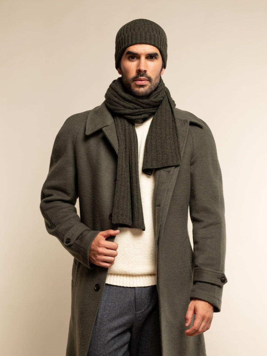 Milano (verde oscuro) - Gorro de canalé 100% cachemira italiana (unisex)