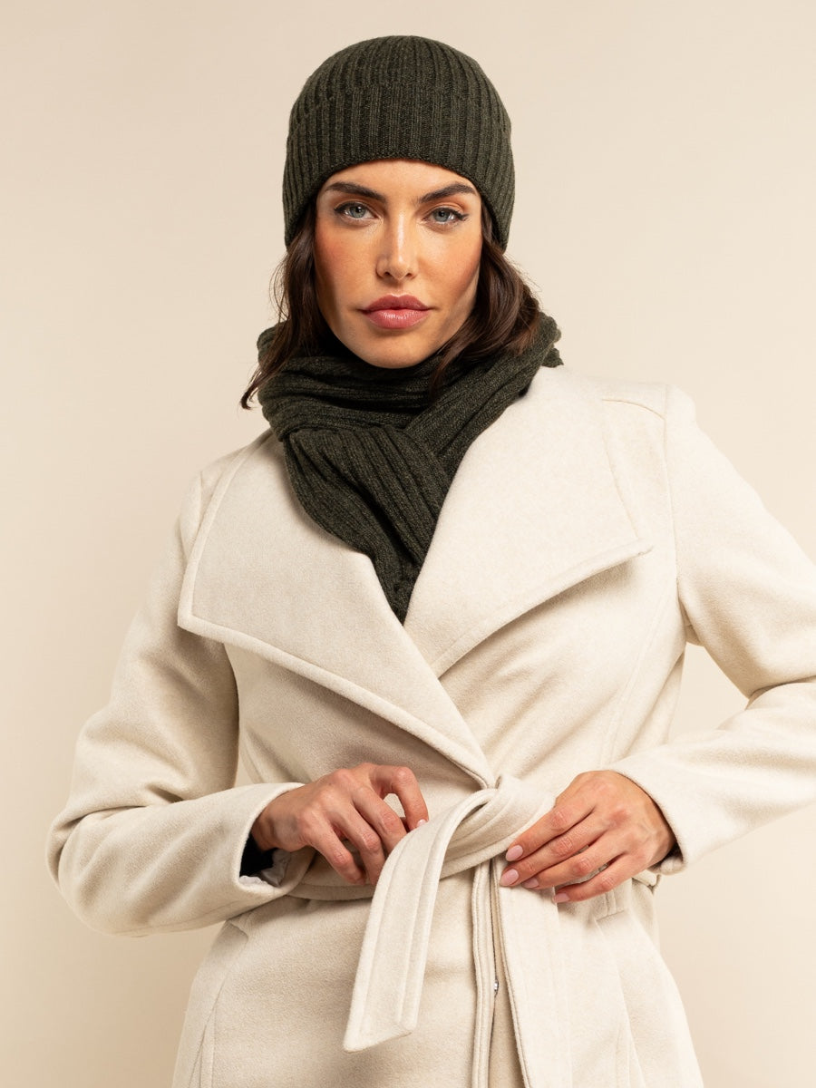 Milano (verde oscuro) - Gorro de canalé 100% cachemira italiana (unisex)