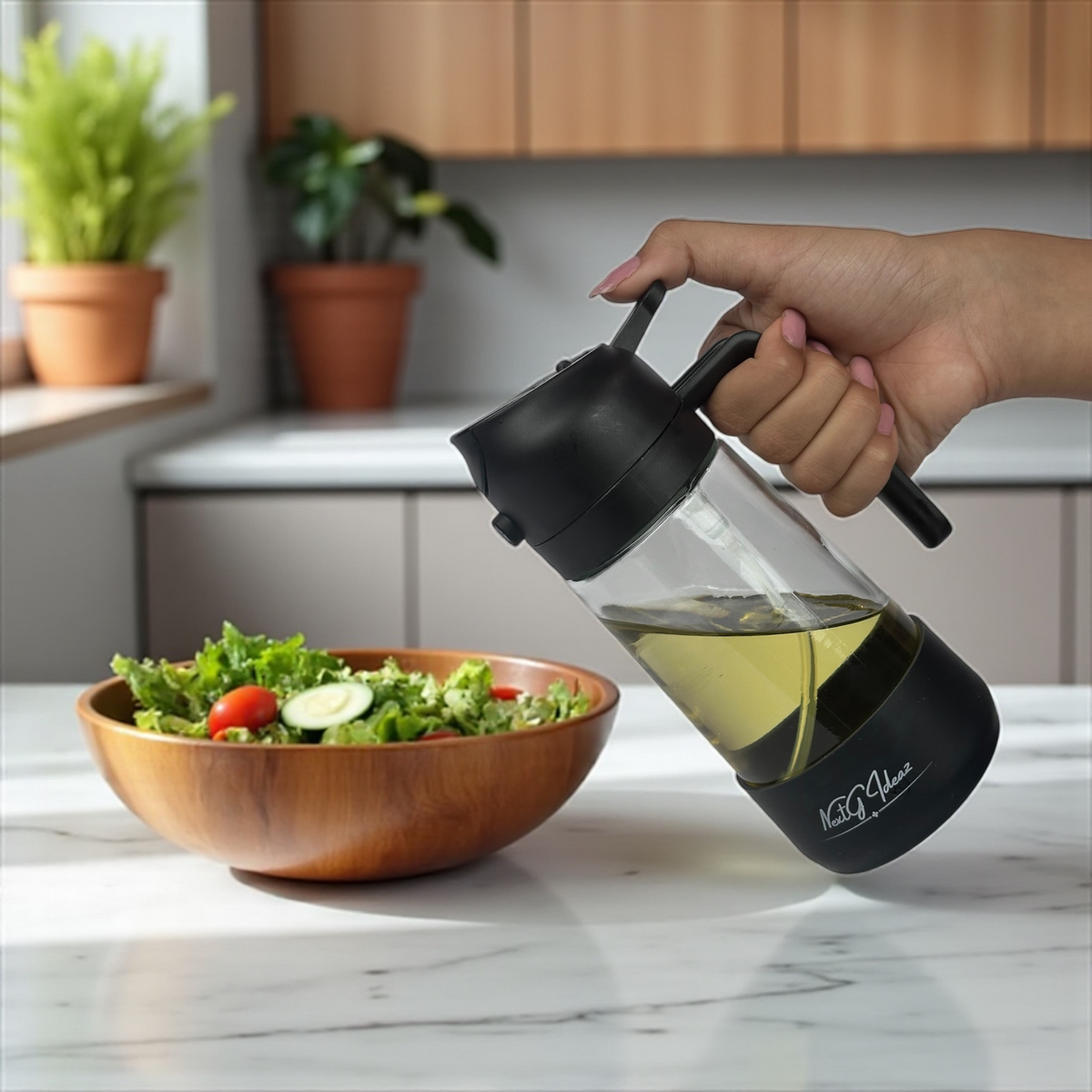 Oil Dispenser, 2 In 1 Cooking Oil Sprayer and Pourer, Non-Drip Spout
