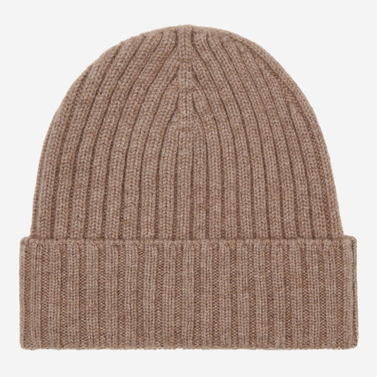 Milano (brown) - Italian 100% cashmere ribbed beanie (unisex)