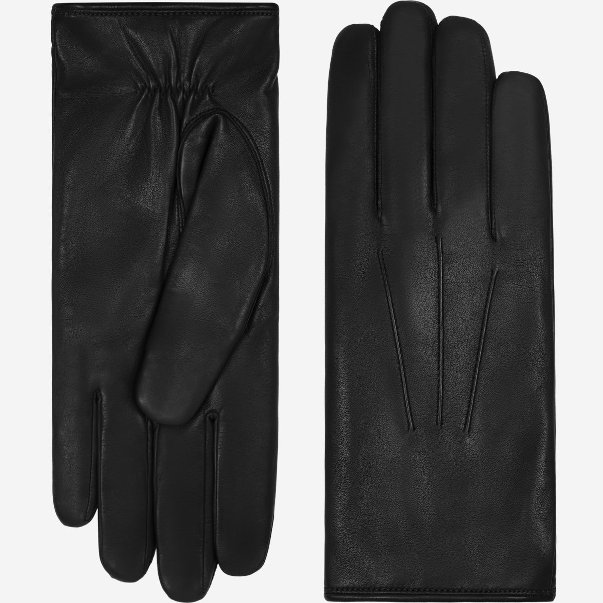 Francesca (negro) - Guantes de piel de cordero italiana con forro de piel de conejo blanco