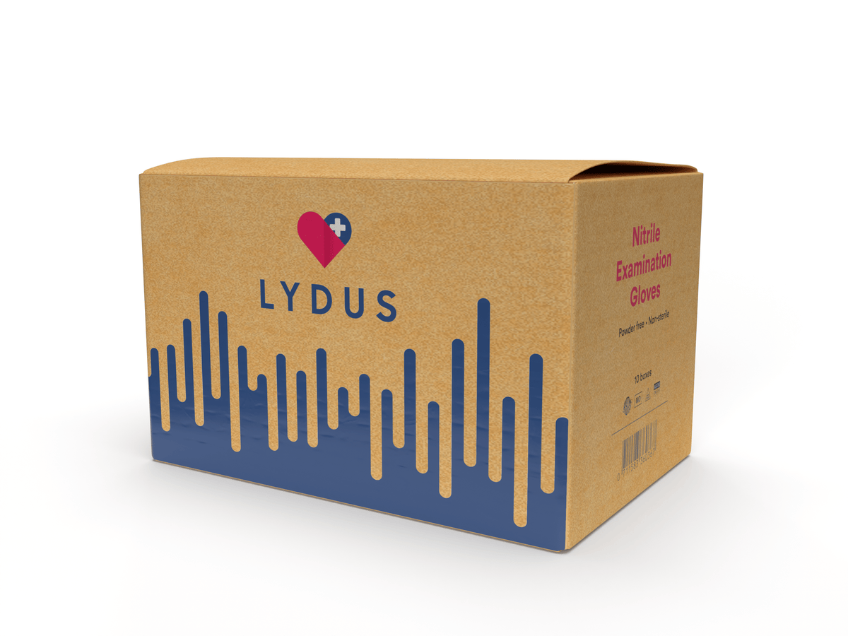 Guantes de examen desechables de nitrilo azul Lydus de 5 mil (LBN5), caja de 1000 al por mayor, 5 mil (ASTM D6319, FDA 510k)
