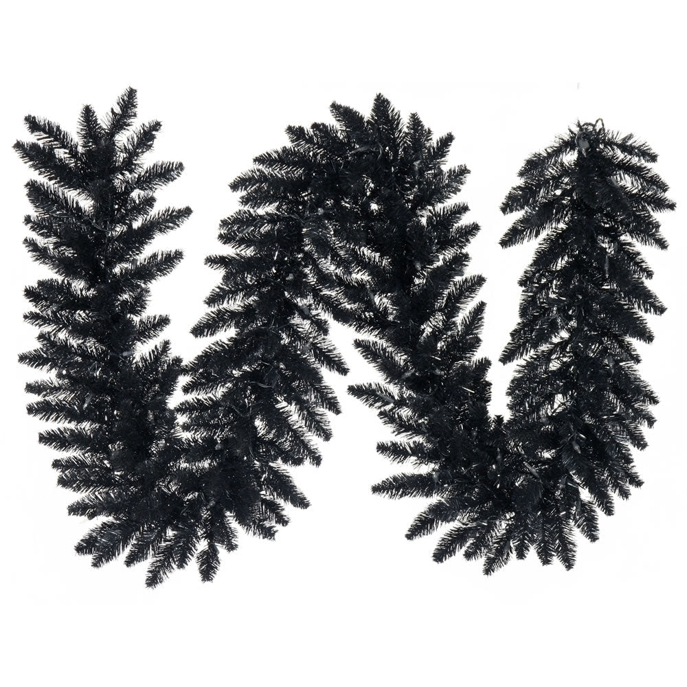 Guirnalda navideña artificial de 9 pies x 10 pulgadas - Negro