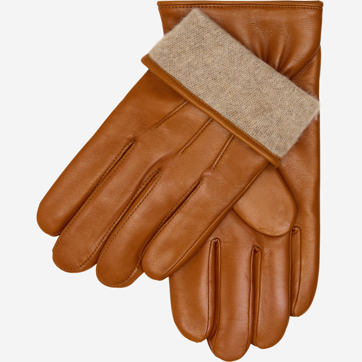 Giovanni (coñac) - Guantes clásicos de piel de cordero italiana con forro de cachemira