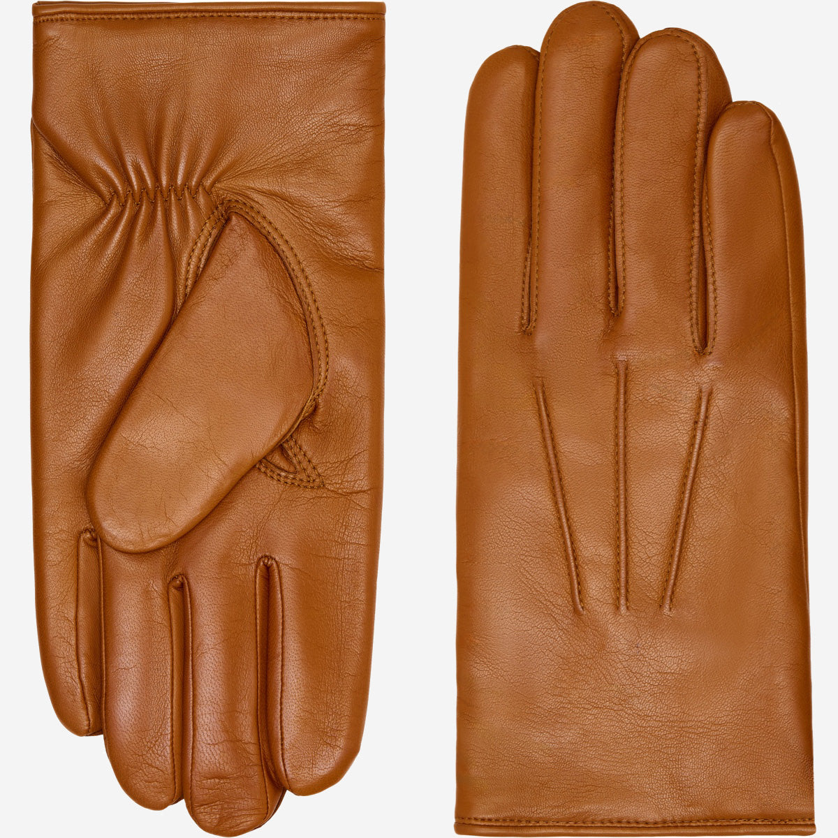 Giovanni (coñac) - Guantes clásicos de piel de cordero italiana con forro de cachemira