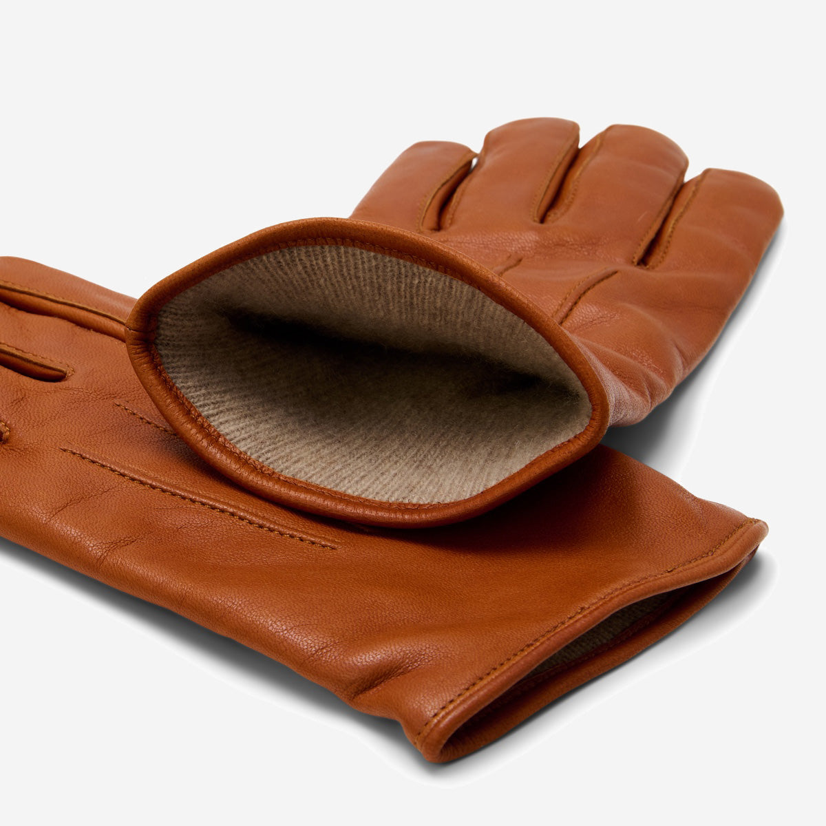 Giovanni (coñac) - Guantes clásicos de piel de cordero italiana con forro de cachemira