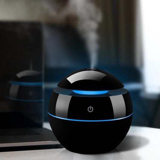 Humidificador de aire ultrasónico, difusor de aceites esenciales con acabado en madera, luz LED y vaporizador de aromaterapia eléctrico