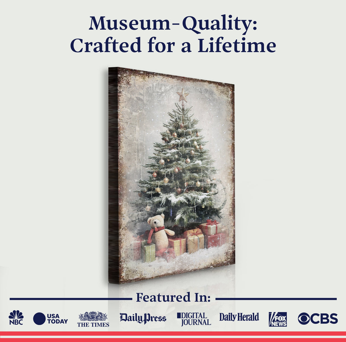 Cuadro Decorativo Árbol de Navidad Antiguo con Regalos II