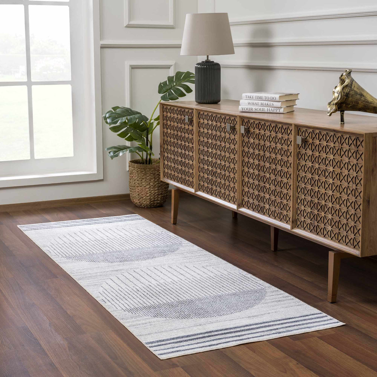 Thad Medium Gray Washable Area Rug