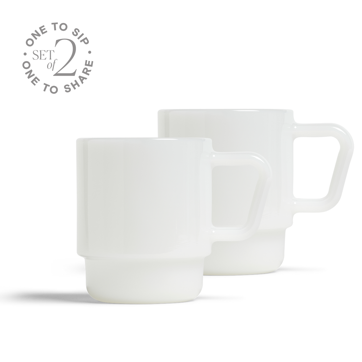 8oz Milk Glass Mug - Set of 2 - White