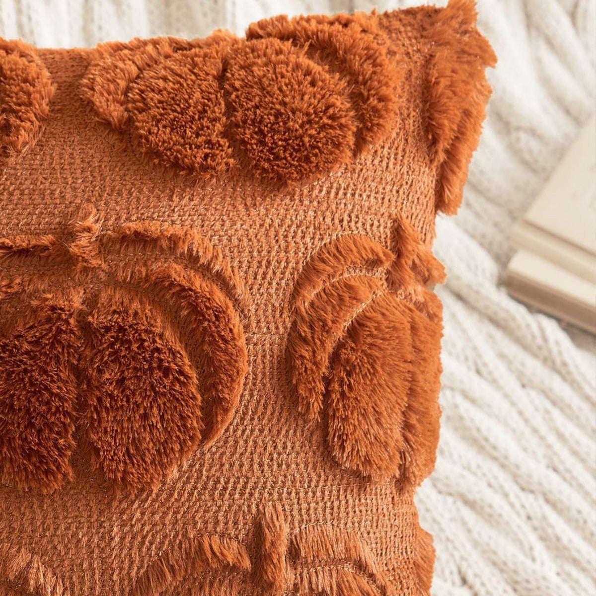 Pumpkin Fall Throw Pillow Covers - Set of 2 Rust Red Faux Fur Pillow Cases