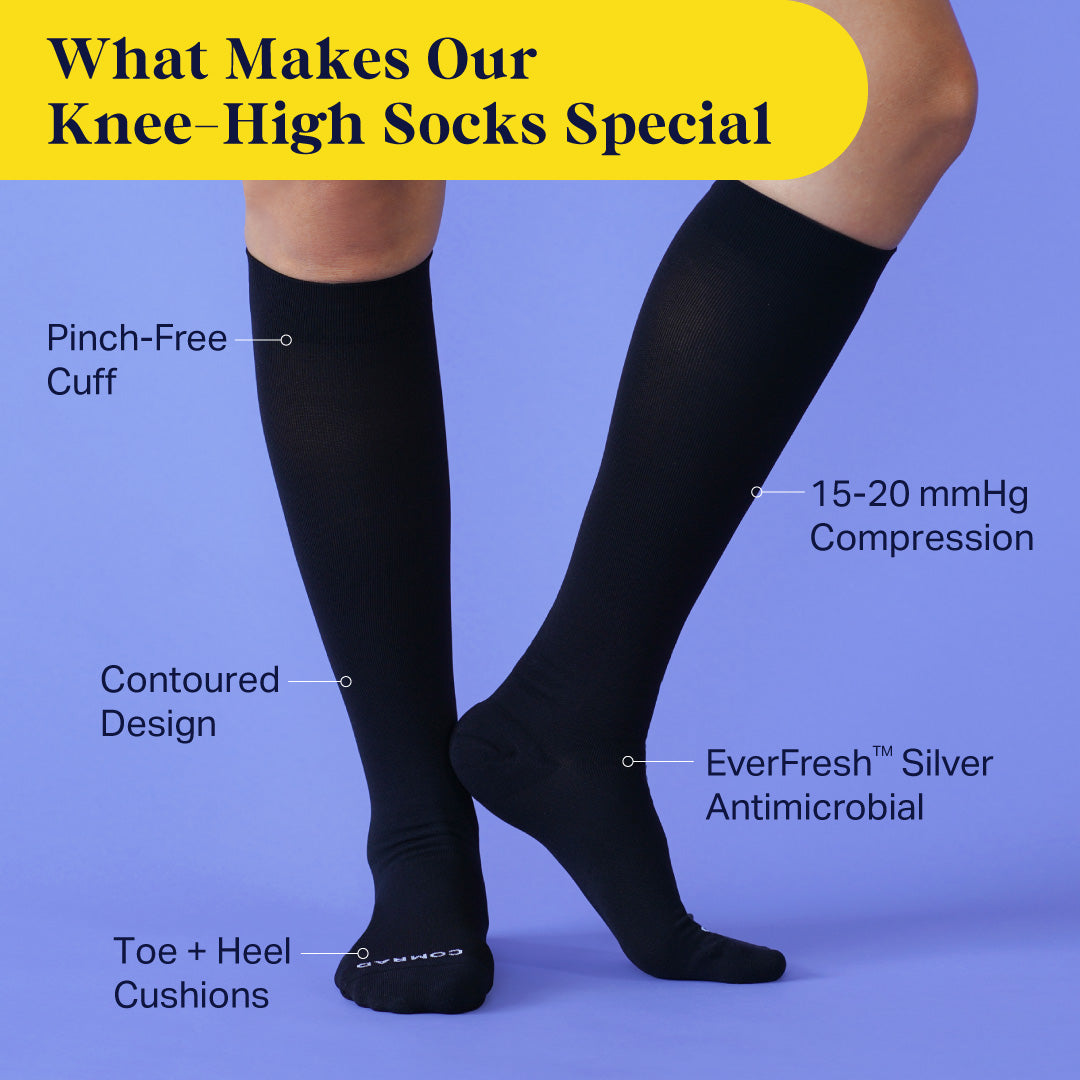Calcetines de compresión hasta la rodilla - Paquete de 3 colores sólidos