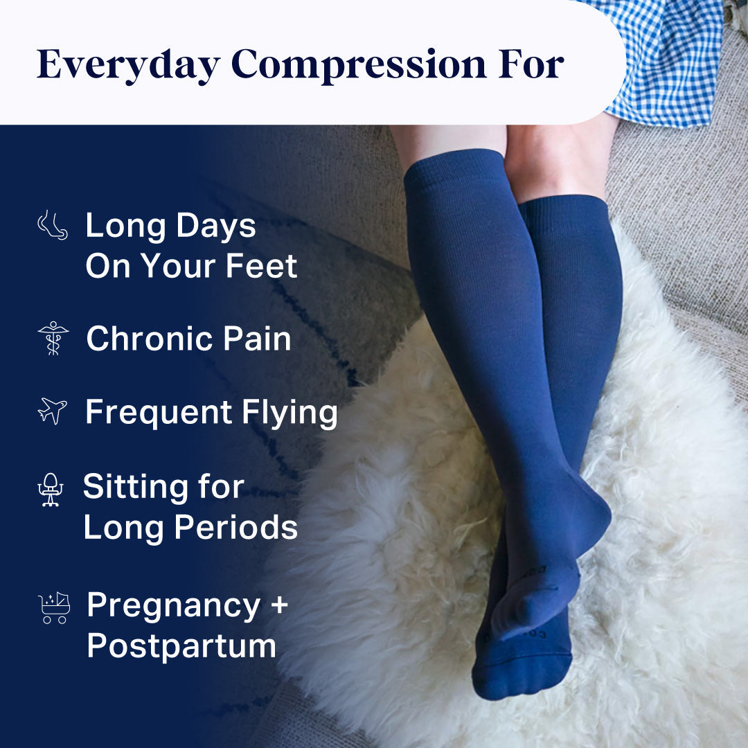 Calcetines de compresión hasta la rodilla - Paquete de 3 colores sólidos