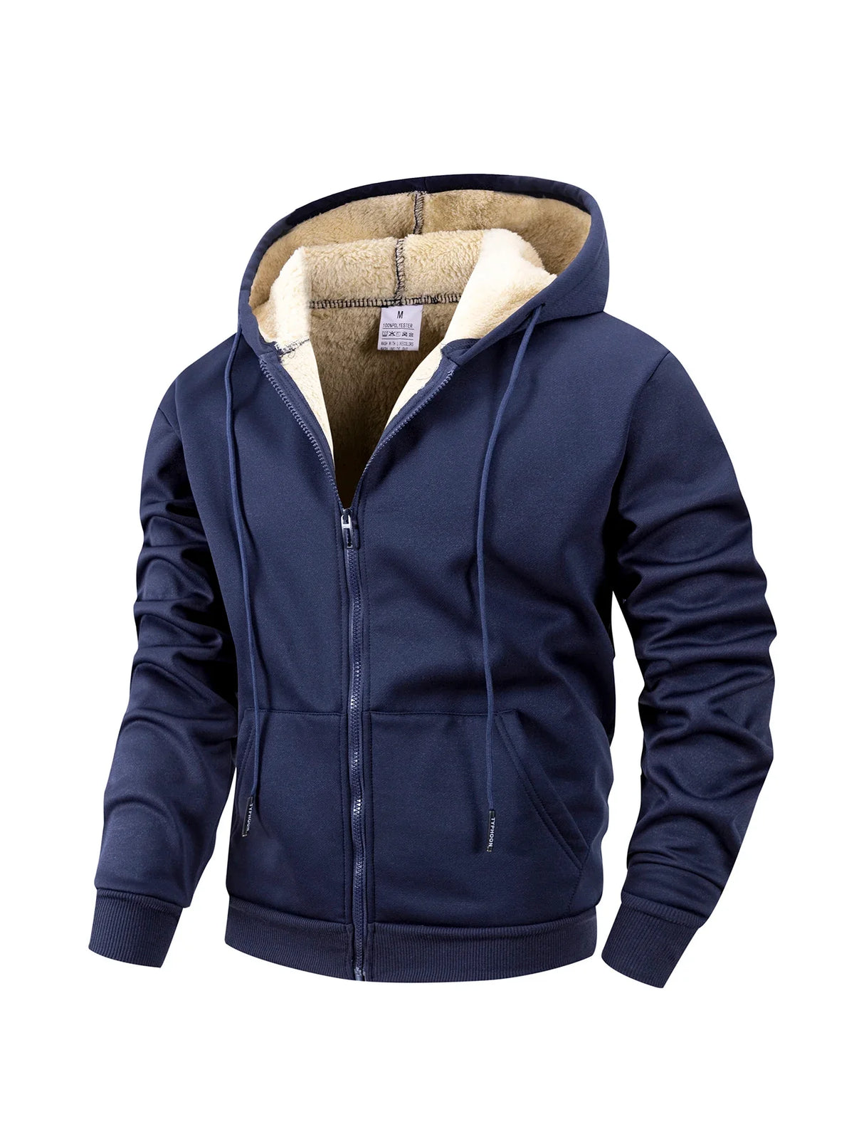 Chaqueta polar con cremallera para hombre – Abrigo grueso con capucha, cortavientos, para uso casual y deportes al aire libre