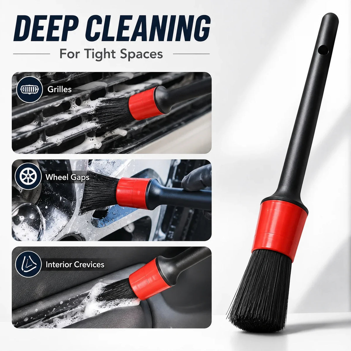 Nuevo kit de limpieza para coche: cepillo de taladro, set de brochas para detallado, limpiador de rejillas de aire acondicionado, toalla y pulidora, herramientas para detallado automotriz